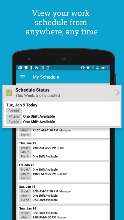 HotSchedules App Free Download Android screenshot 1